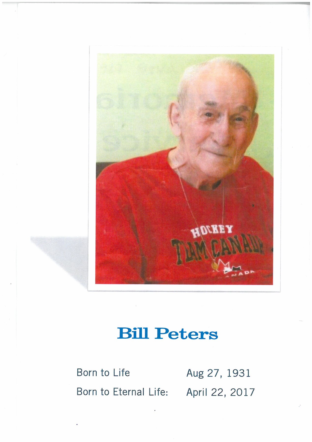 Obituario de William Malcolm Peters