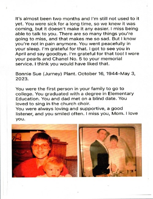 Obituary of Bonnie Sue Plant