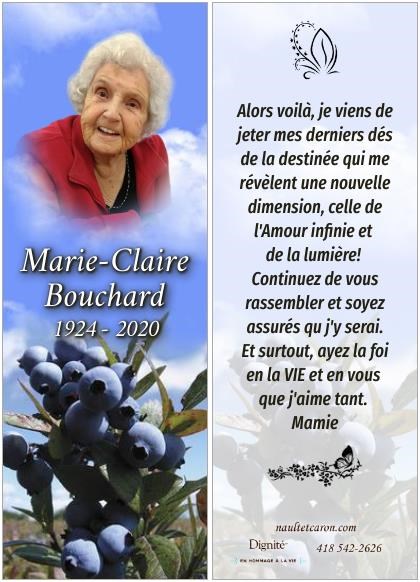 Avis de décès de Marie-Claire Bouchard