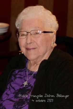 Avis de décès de Marie (Doiron) Bélanger