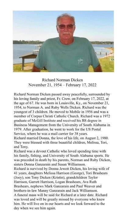 Obituario de Richard Norman Dicken