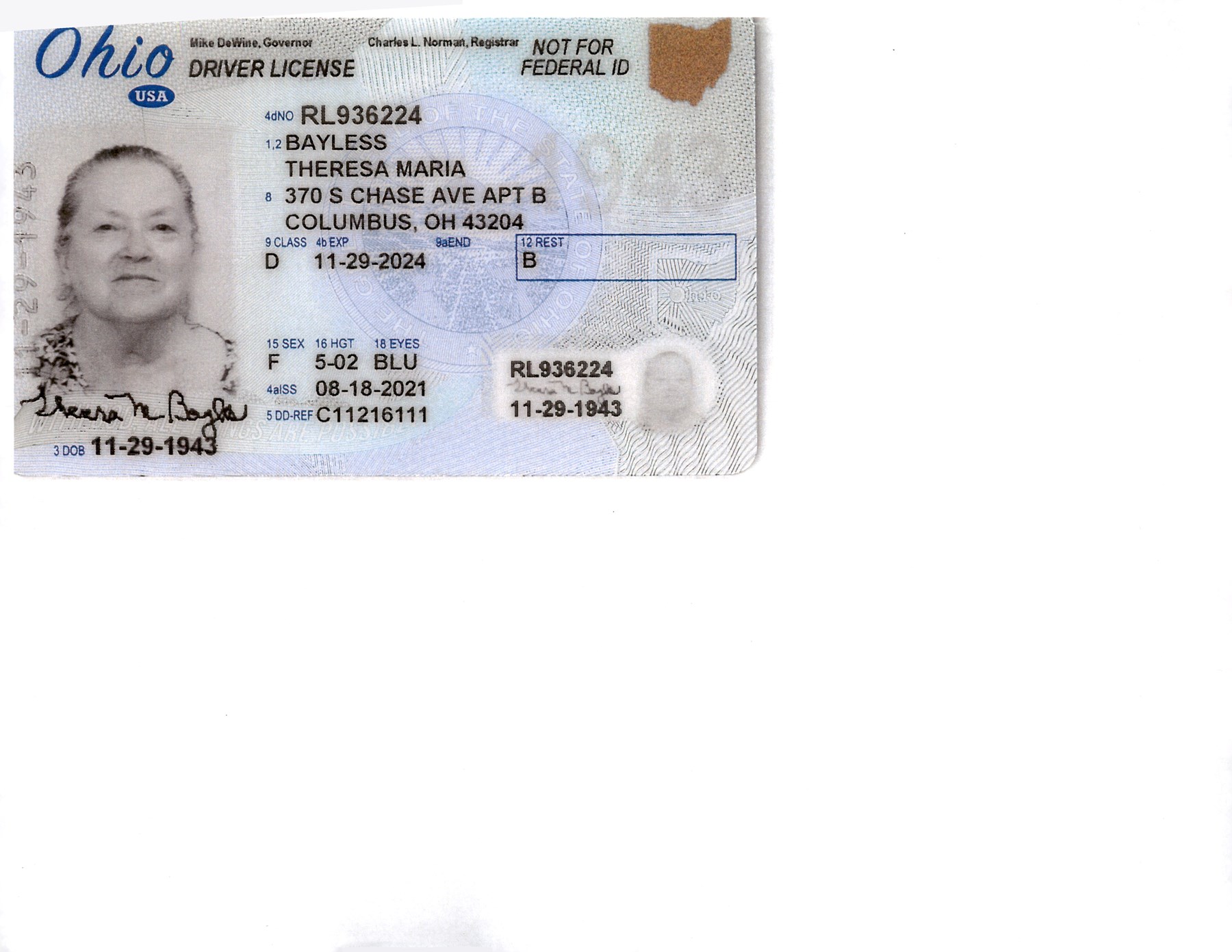 Obituary of Mrs. Theresa Maria Bayless