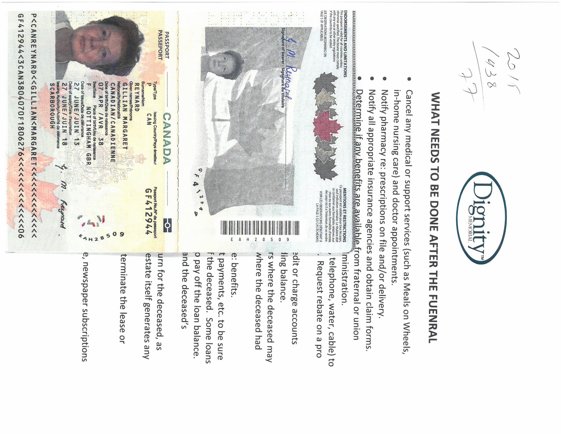 Obituary of Gillian Margaret Reynard