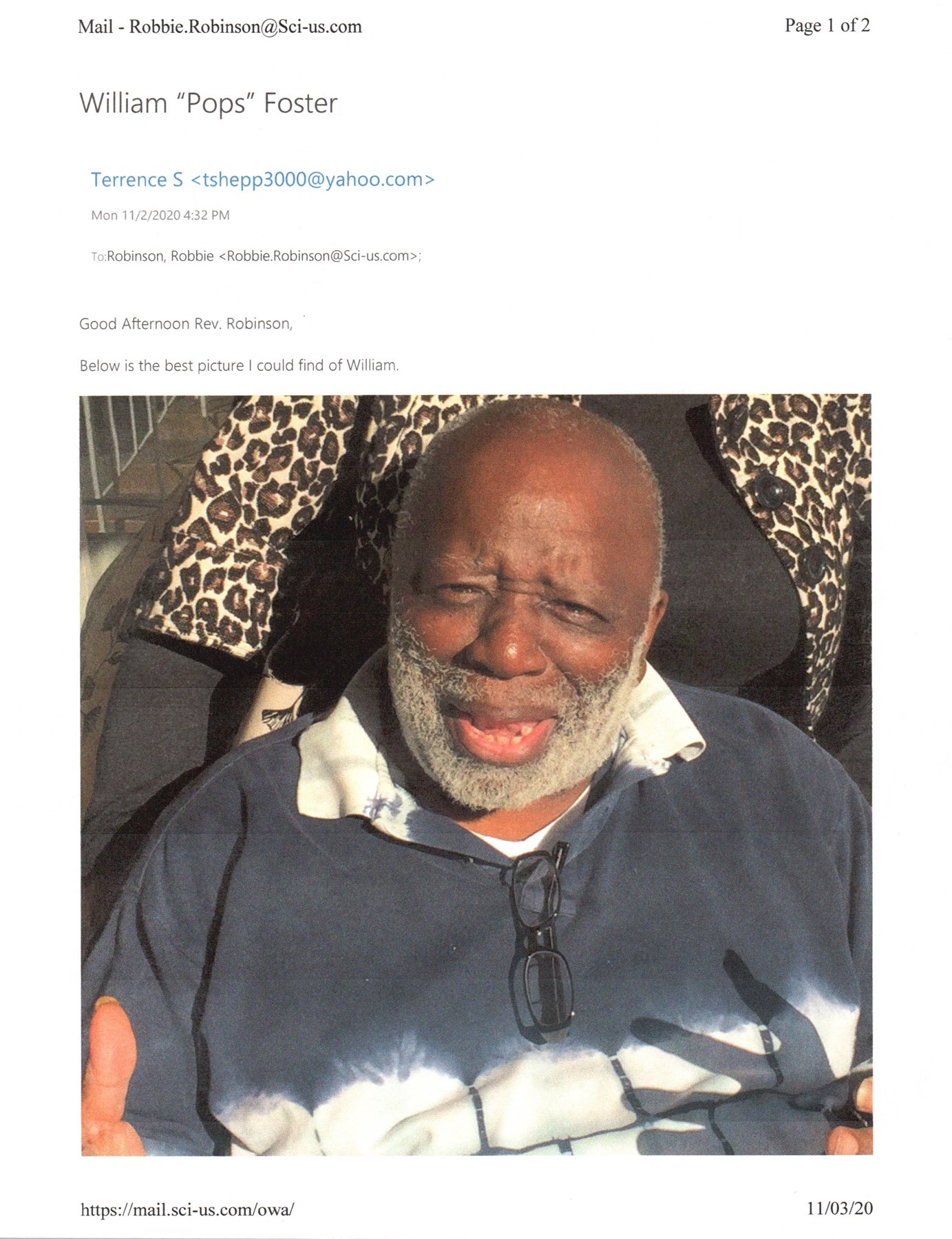 Obituary of William G Foster