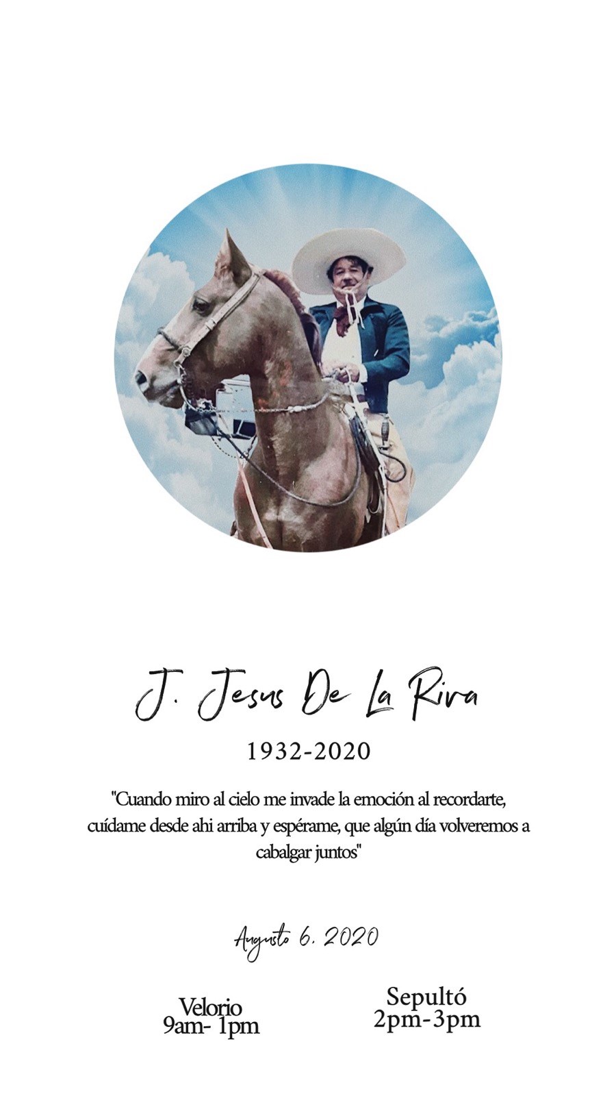 Obituary of J. Jesus De La Riva
