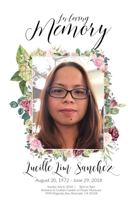 Avis de décès de Lucille Lim Sanchez