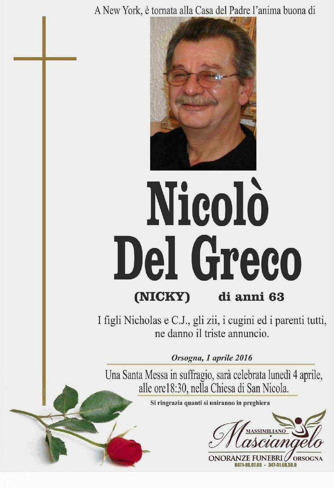Obituary of Nicholas Del Greco