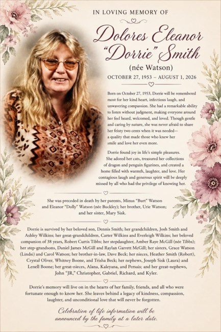 Obituary of Dolores Eleanor (Watson) Smith