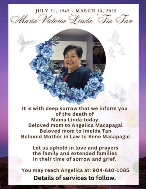 Obituary of Maria Victoria Tiu