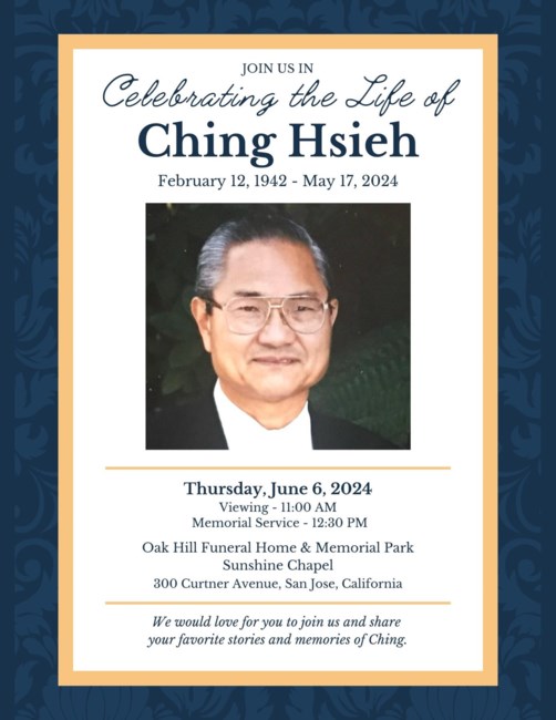 Obituary of Ching Yuan Hsieh