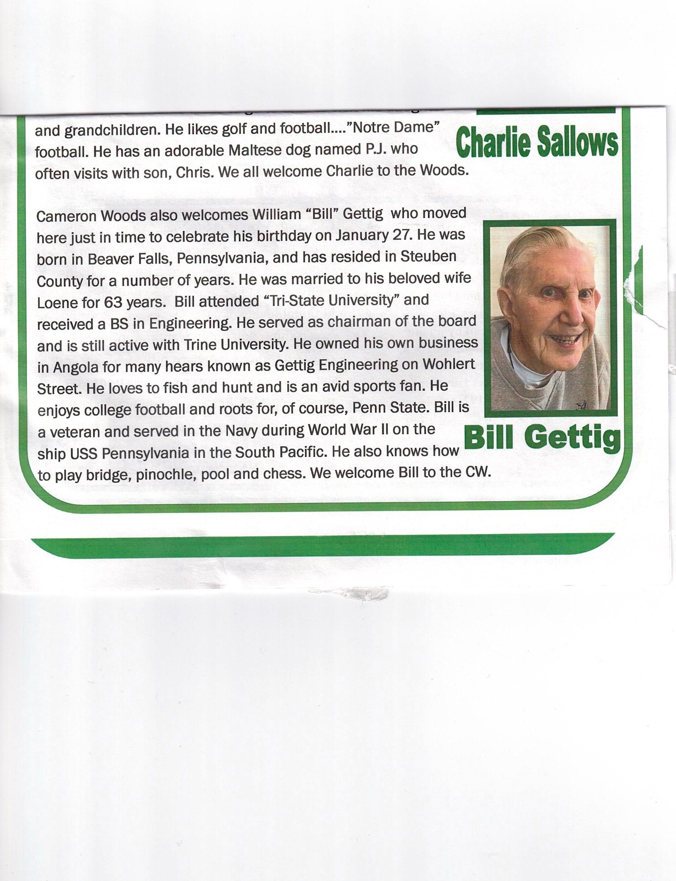 Obituary of William A. "Bill" Gettig