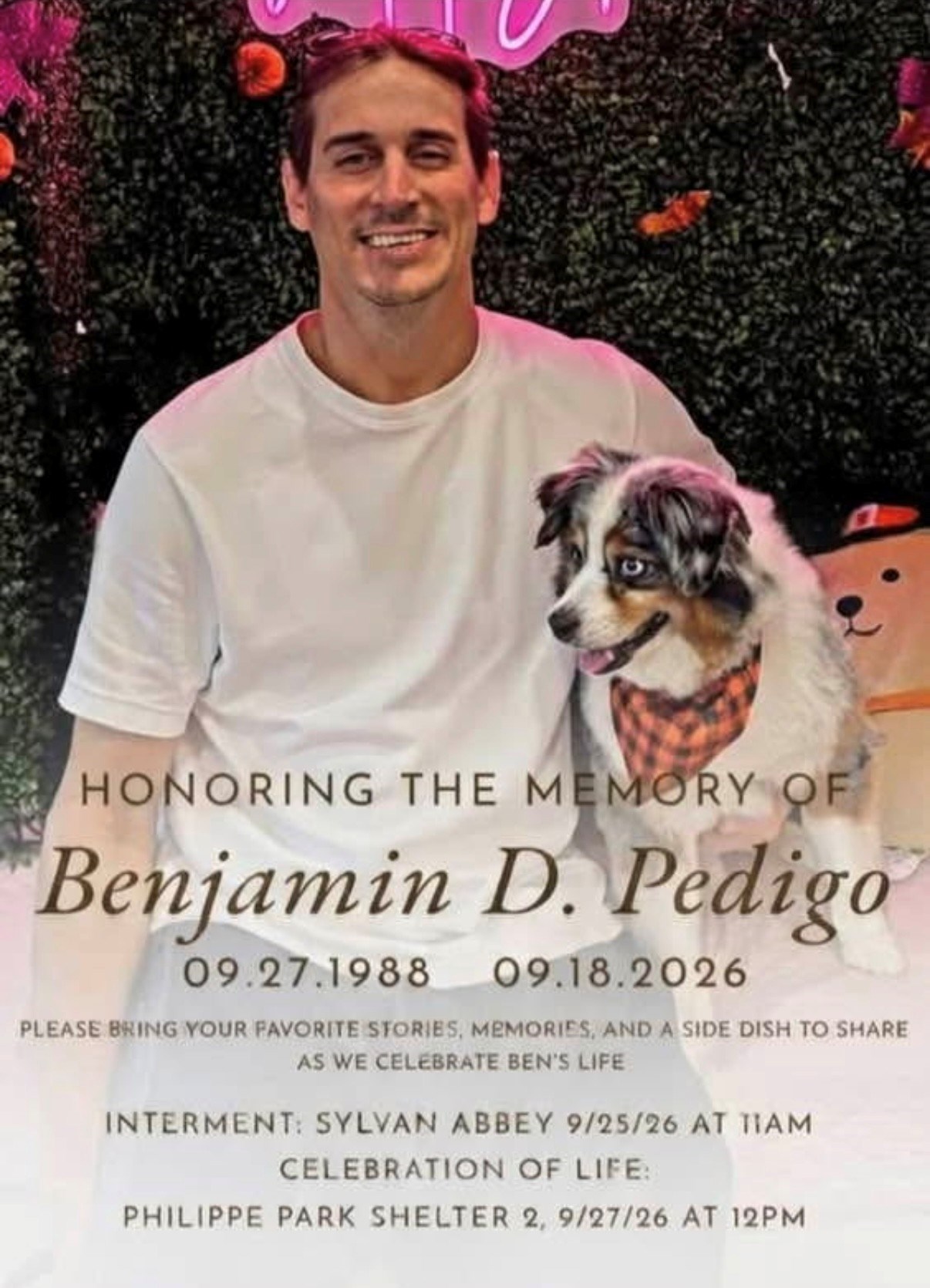Obituary of Benjamin David Pedigo
