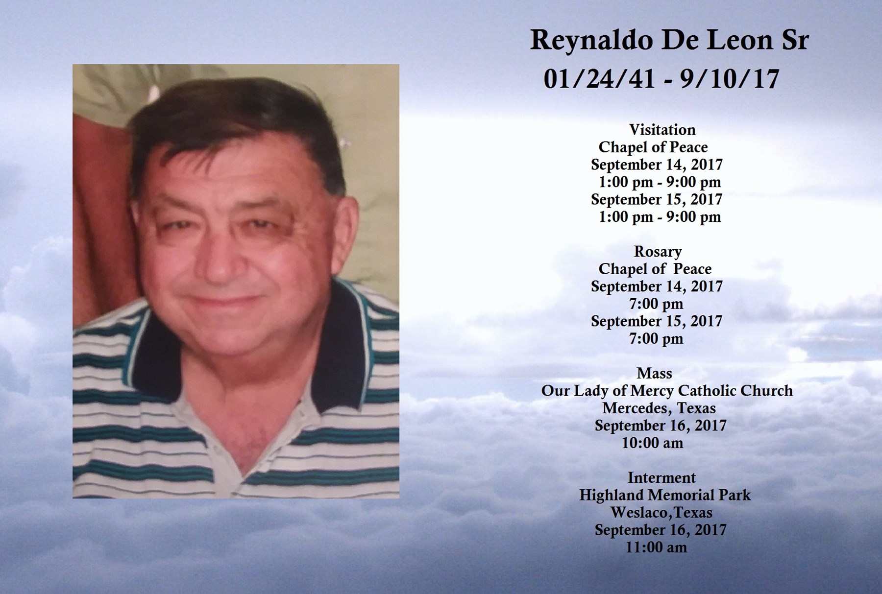 Obituary of Reynaldo De Leon