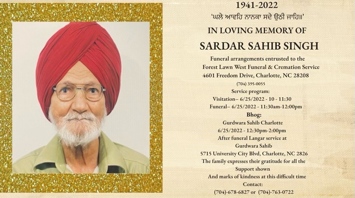 Obituary of Sardar Sahib Singh