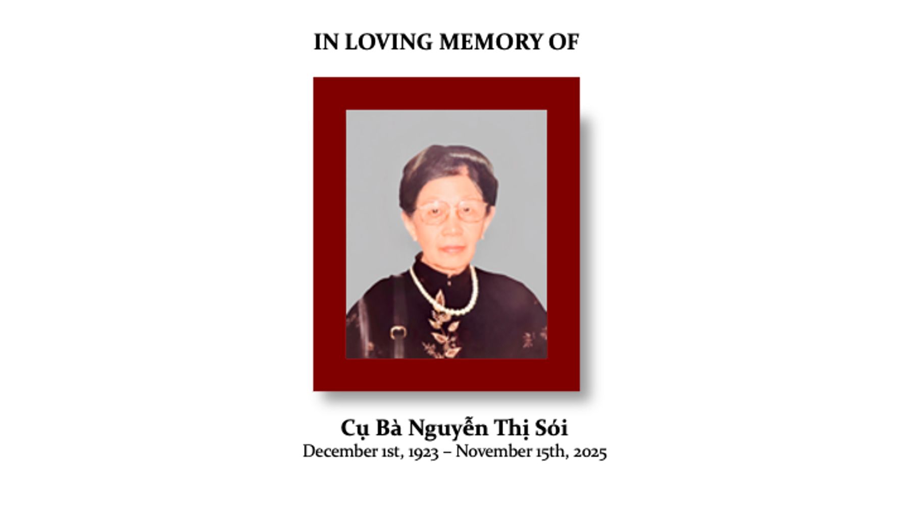 Obituary of Soi Thi Nguyen