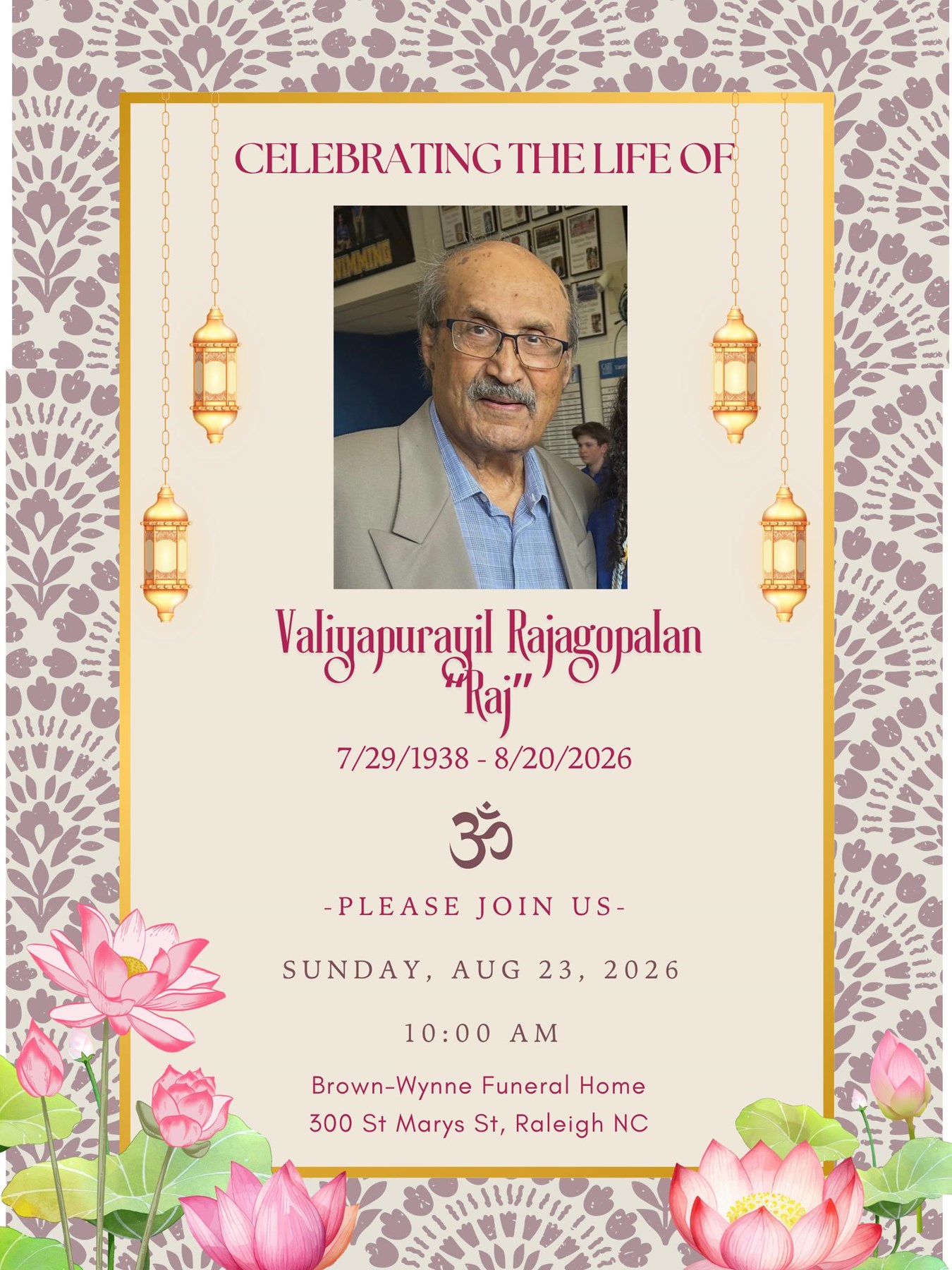 Obituary of Valiyapurayil "Raj" Rajagopalan