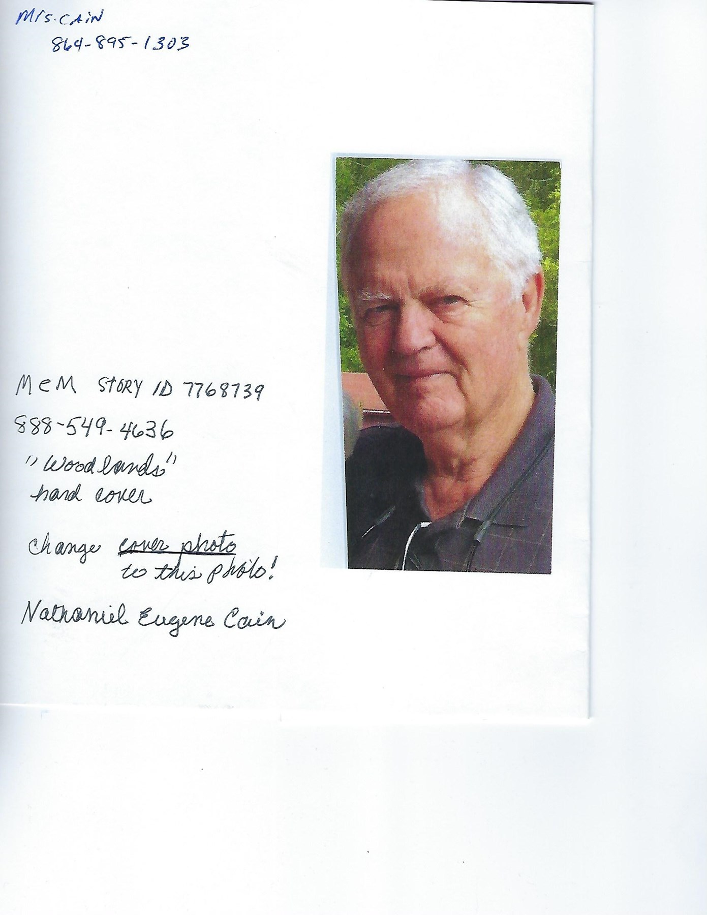 Obituary of Nathaniel Eugene Cain