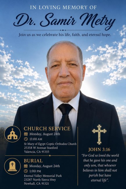 Obituary of Samir Wahba Metry