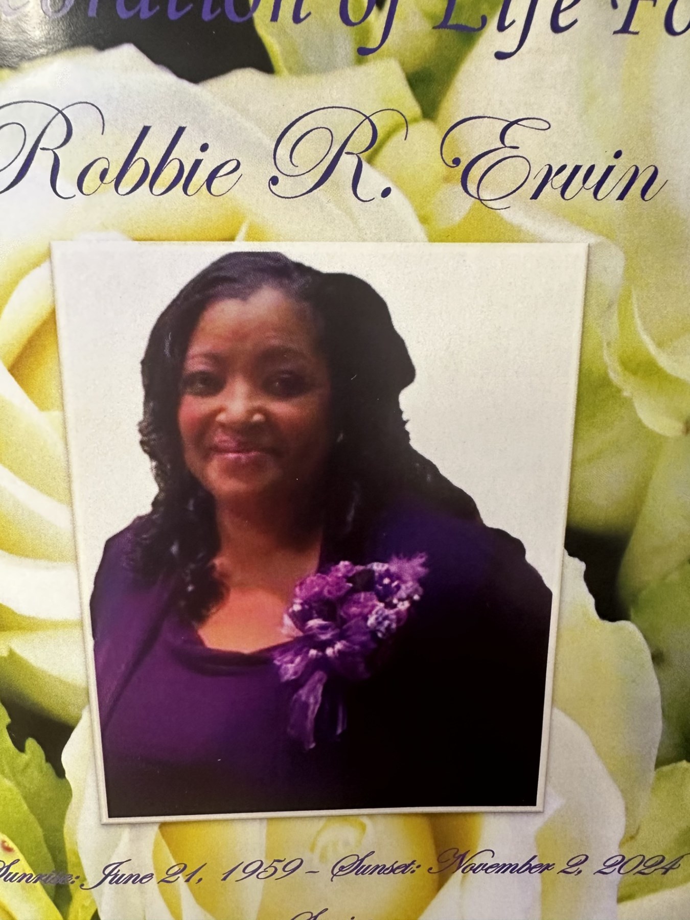 Obituary of Ms. Robbie Ervin