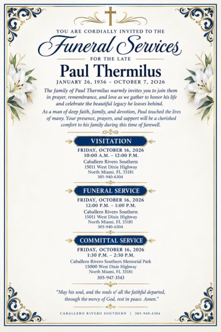 Obituary of Paul Thermilus