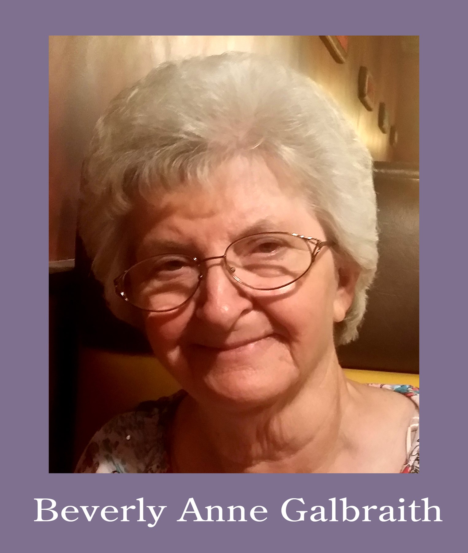 Obituary of Beverly Anne Galbraith