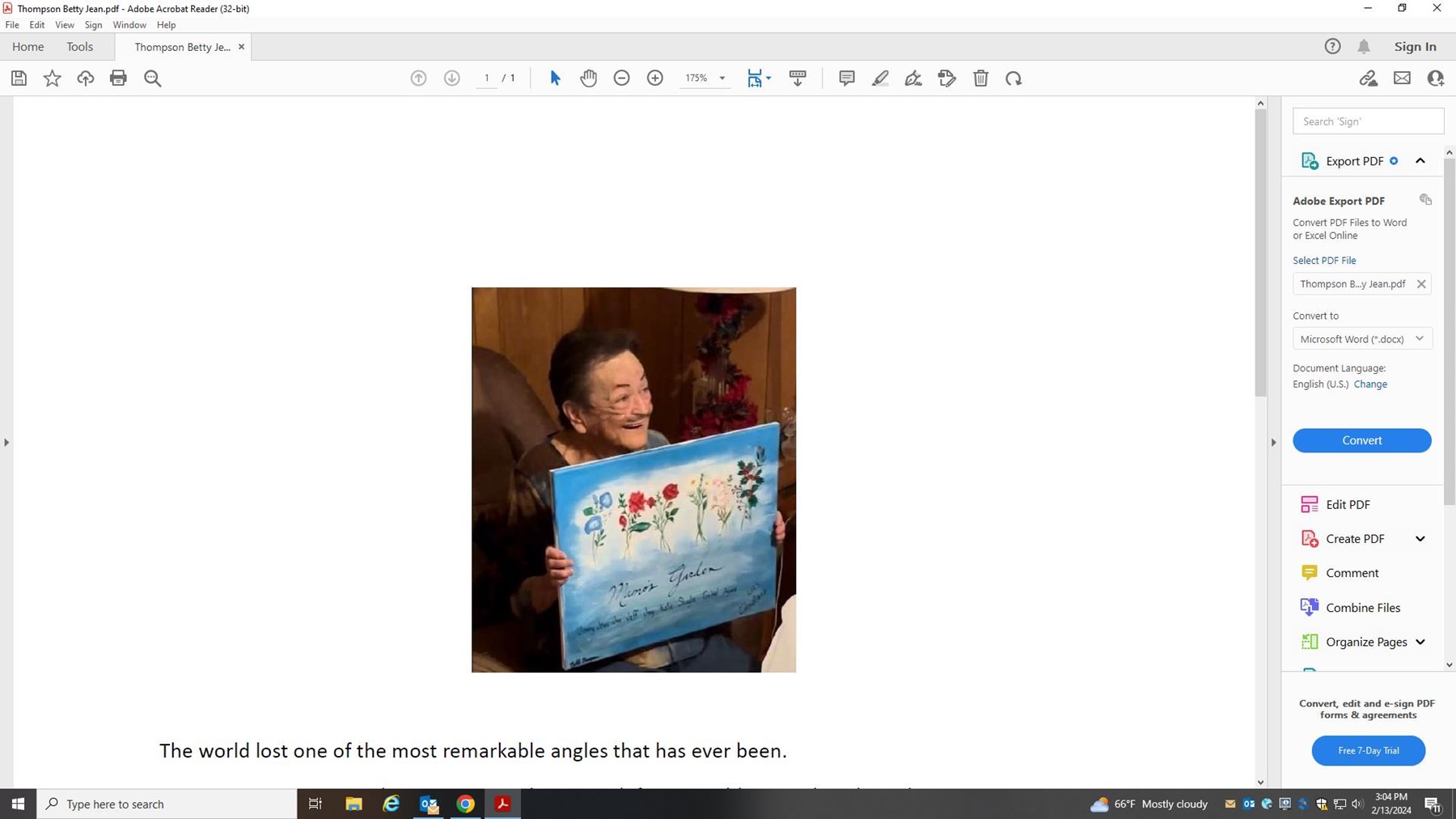 Obituary of Betty Jean Thompson